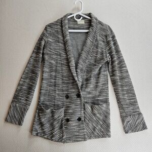 Billy Reid Womens Black White Tweed Knit Double Breasted Cardigan Jacket S USA